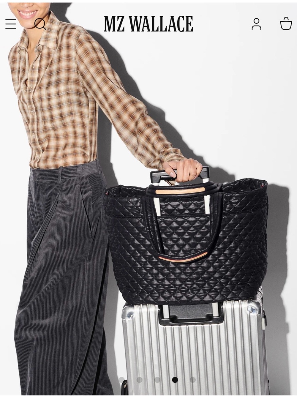 MZ Wallace Black Quilted Travel Tote with Adjustable Strap - Picture 3 of 5